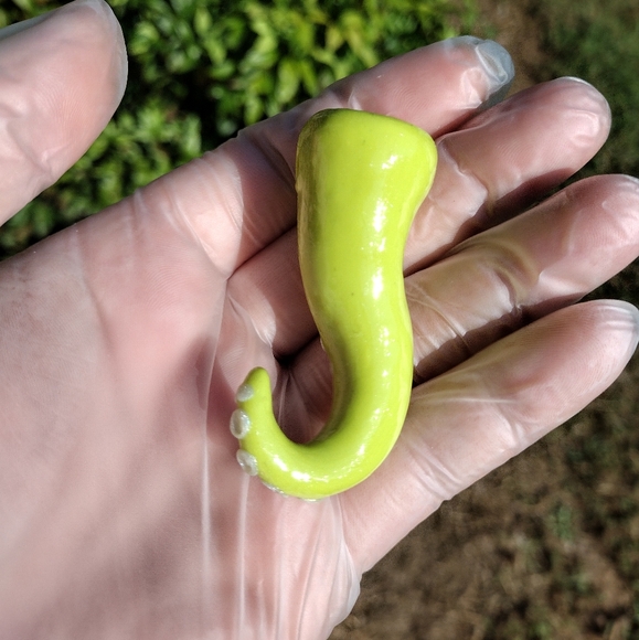 Neon Green Hand Sculpted Clay Tentacle Pendant - Picture 3 of 4